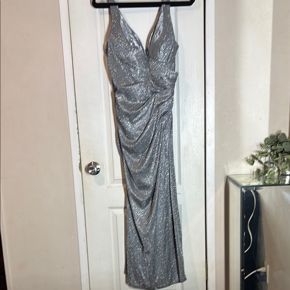 Elegant Silver Evening Gown